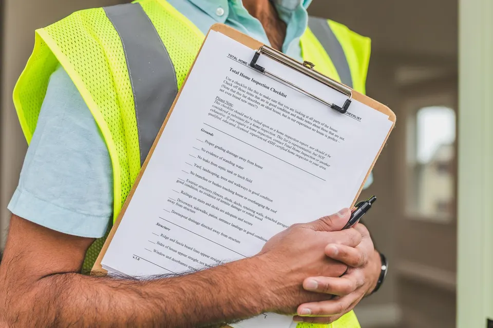 Inspection checklist on a clipboard